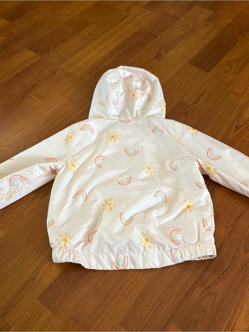GAP Baby White Jacket with Pink Trim and Rainbow Accents 6-12 month